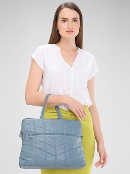 Caprese - Blue Textured Laptop Bag and Detachable Strap