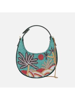 MONADAA - Turquoise Embellished Hobo Bag