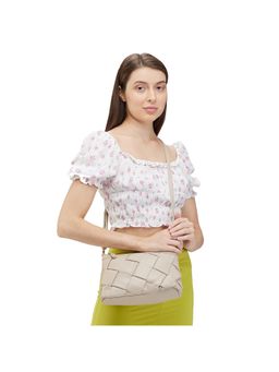 Caprese - Beige Self Design Sling Bag with Detachable Strap