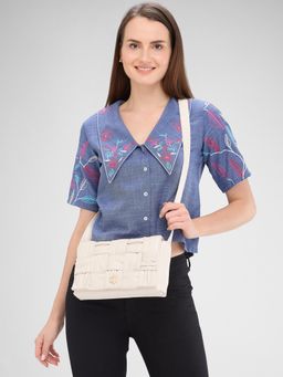 Caprese - Cream Textured Sling Bag
