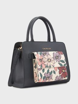 Caprese - Black Floral Hand Bag and Detachable Strap