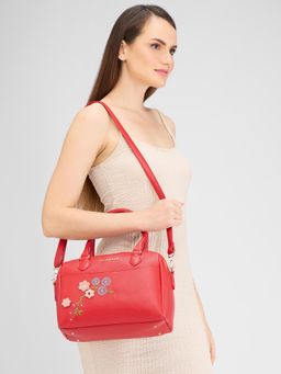 Caprese - Maroon Solid Sling Bag with Detachable Strap