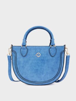 Caprese - Blue Textured Handheld Bag and Detachable Strap