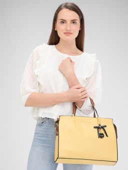 Caprese - Yellow Solid Hand Bag and Detachable Strap