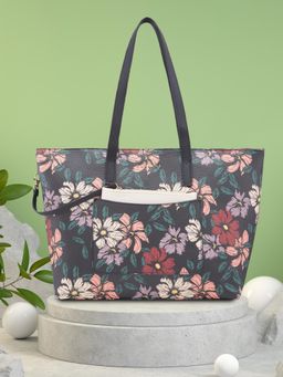 Caprese - Black Floral Hand Bag and Pouch