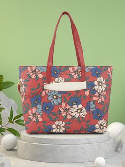Caprese - Maroon Floral Hand Bag and Pouch
