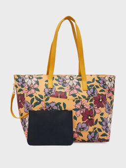Caprese - Yellow Floral Hand Bag and Pouch