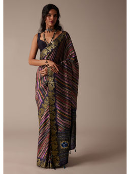 KALKI FASHION - Petal Pink Saree in Block Print and Zari Work with Unstitched Blouse