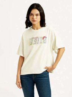 Levi's - Women's White Brand Logo Relaxed Fit T-Shirt