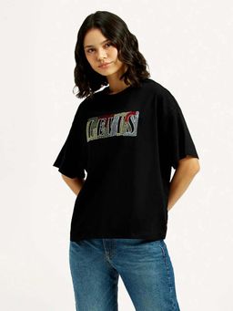 Levi's - Women's Black Brand Logo Relaxed Fit T-Shirt