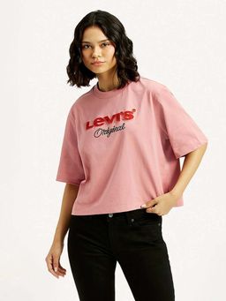 Levi's - Women's Pink Brand Logo Relaxed Fit T-Shirt