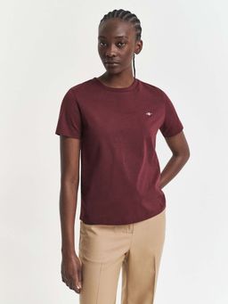 GANT - Women's Red Regular Fit Stretchable Shield T-Shirt