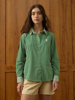 U.S. POLO ASSN. - Green Regular Fit Striped Shirt