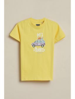 Allen Solly - Boys Yellow Graphic Print Crew Neck T-Shirt