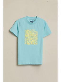 Allen Solly - Boys Light Blue Graphic Print Crew Neck T-Shirt