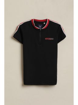 Allen Solly - Boys Black Solid Crew Neck T-Shirt