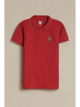Allen Solly - Boys Red Solid Polo T-Shirt