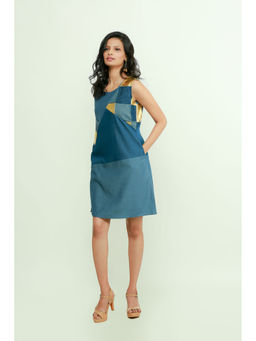 Echke - Denim & Gold A Line Dress