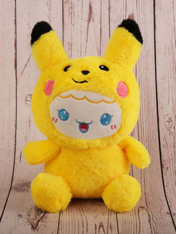 DukieKooky - Cute & Adorable White Bunny With Yellow Pikachu Hood Soft Plush Toy For Boys & Girls