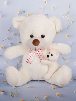 DukieKooky - Cute & Adorable White Cuddling Mom With Baby Soft Plush Toy For Boys & Girls