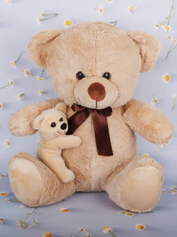 DukieKooky - Cute & Adorable Light Brown Cuddling Mom With Baby Soft Plush Toy For Boys & Girls