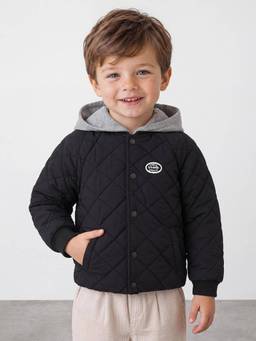 R&B - Boys Nylon Black Self Design Jacket