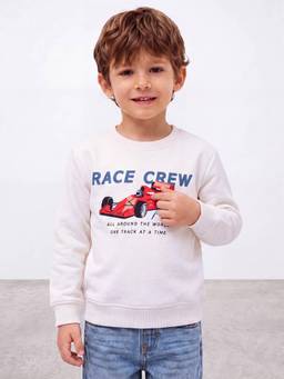 R&B - Boys Cotton Blend Ivory Graphic Sweatshirt