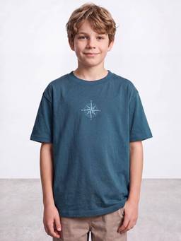R&B - Boys Cotton Typography Teal T-Shirt