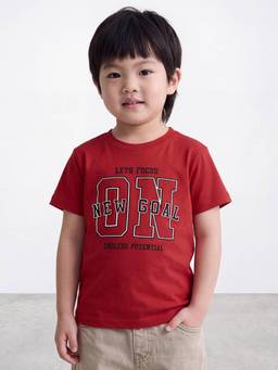 R&B - Boys Cotton Typography Red T-Shirt