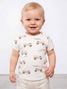 R&B - Boys Cotton Graphic Ivory T-Shirt