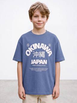 R&B - Boys Cotton Typography Blue T-Shirt