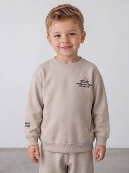 R&B - Boys Cotton Blend Beige Graphic Sweatshirt
