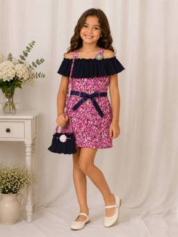 Cutecumber - Girls Cotton Embellished Pink Dress