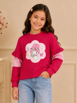Cutecumber - Girls Cotton Red Embellished Top