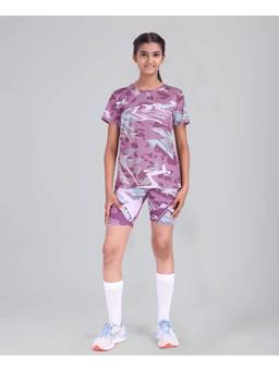 UMILDO - Girls Polyester Multicolor Abstract T-Shirt With Shorts