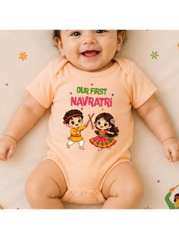 KNITROOT - Unisex Printed Cotton Peach Onesie