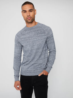 Threadbare - Grey Space Dye Raglan Crew Neck Jumper