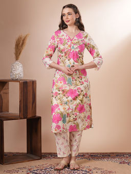 FASHOR - Floral Printed Kurta with Pant (Set of 2)