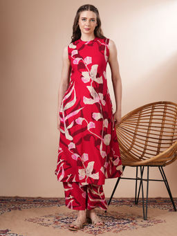 FASHOR - Pink Foil Printed Kurta with Palazzo (Set of 2)