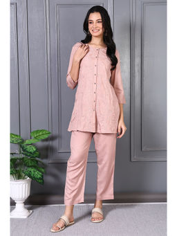 W - Pink Thread Embroidered Co-Ord (Set of 2)