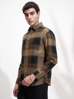 HIGHLANDER - Men Mustard & Black Checked Oversized Shirt
