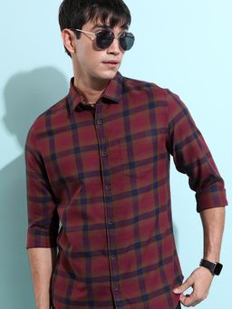HIGHLANDER - Men Casual Checks Red Shirt