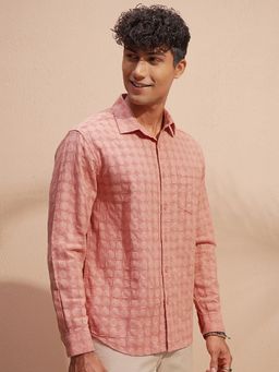 HIGHLANDER - Men Coral Dobby Textured Casual Slim Fit Shirt