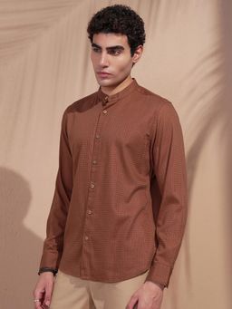 HIGHLANDER - Men Brown Textured Shirt