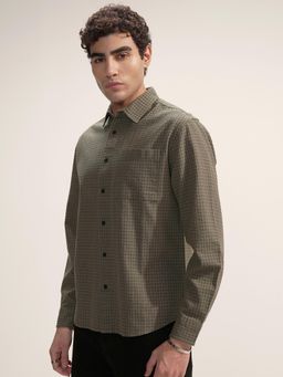 HIGHLANDER - Men Olive Checks Shirt