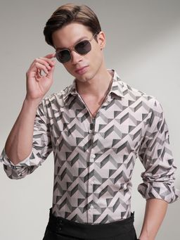 HIGHLANDER - Men Multi Color Satin Dobby Printed Slim Fit Shirt