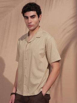 HIGHLANDER - Men Khaki Textured Shirt