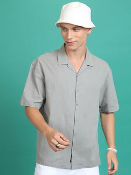 HIGHLANDER - Men Drop Shoulder Collar Oversized Grey Shirt