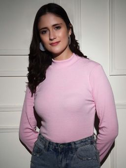 Tandul - Stylish Soft Pink Color High Neck Pullover