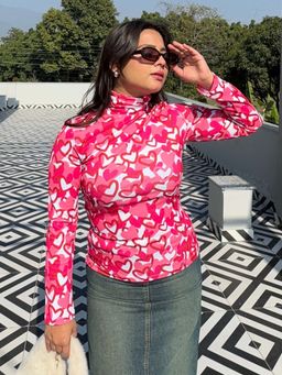 Tandul - Women Printed High Neck Multicolor Pullover